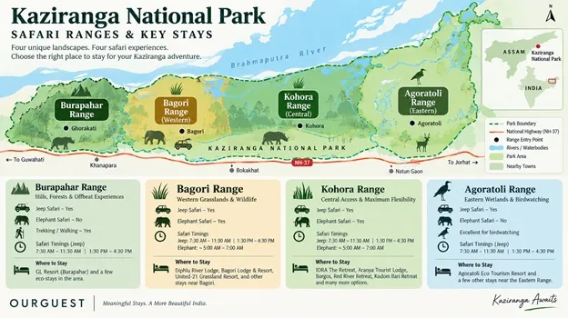 Kaziranga National Park Safari Ranges Map