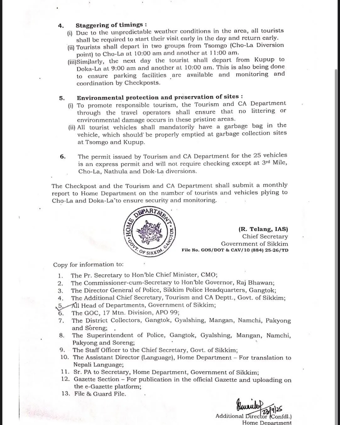 Official Tourist Permit Rules for visiting Doklam