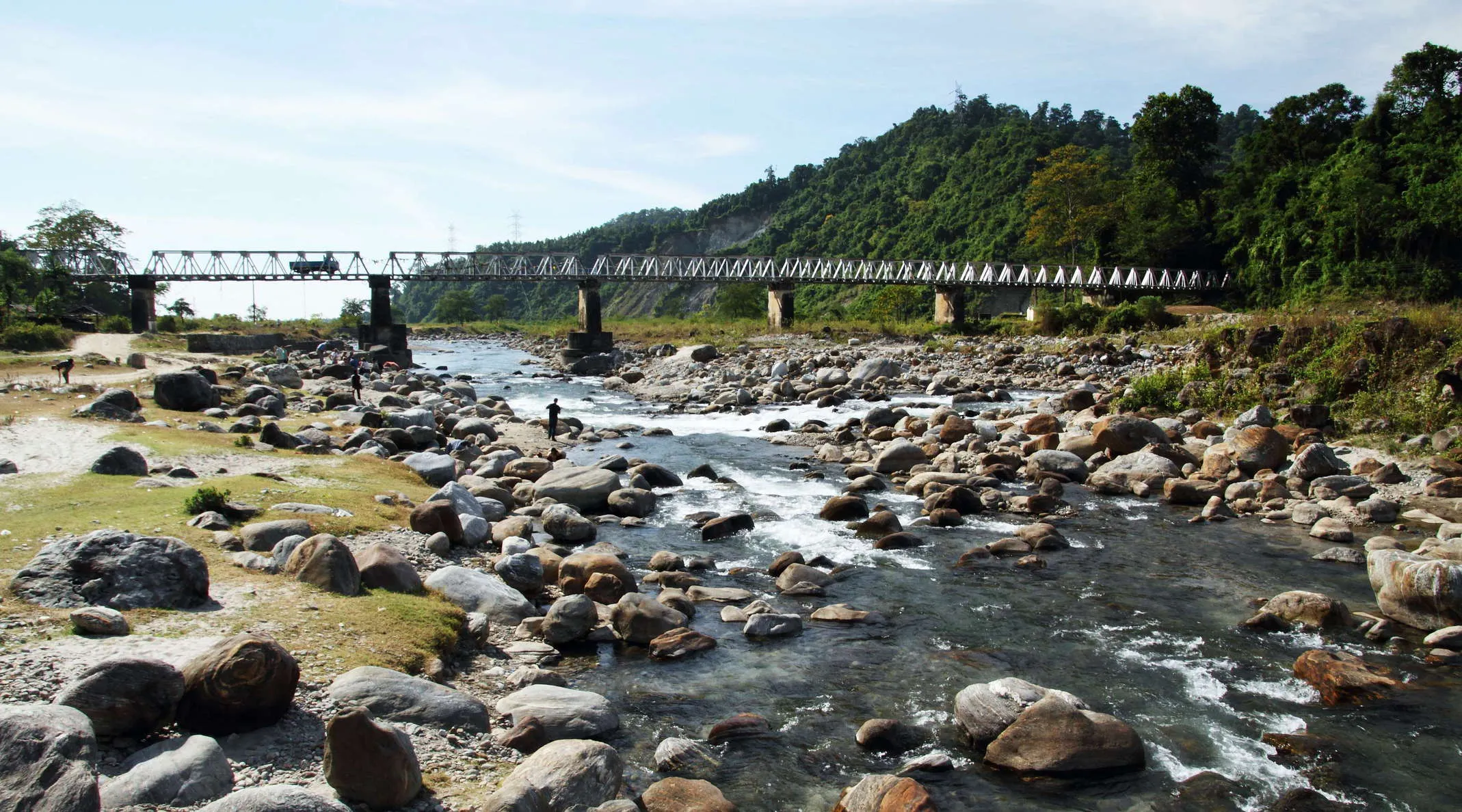 Panaromic view of Dudhia picnic spot and the steel bridge