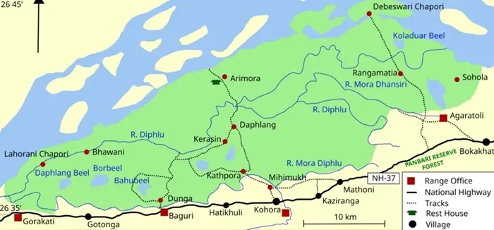 Kaziranga Safari Range Map