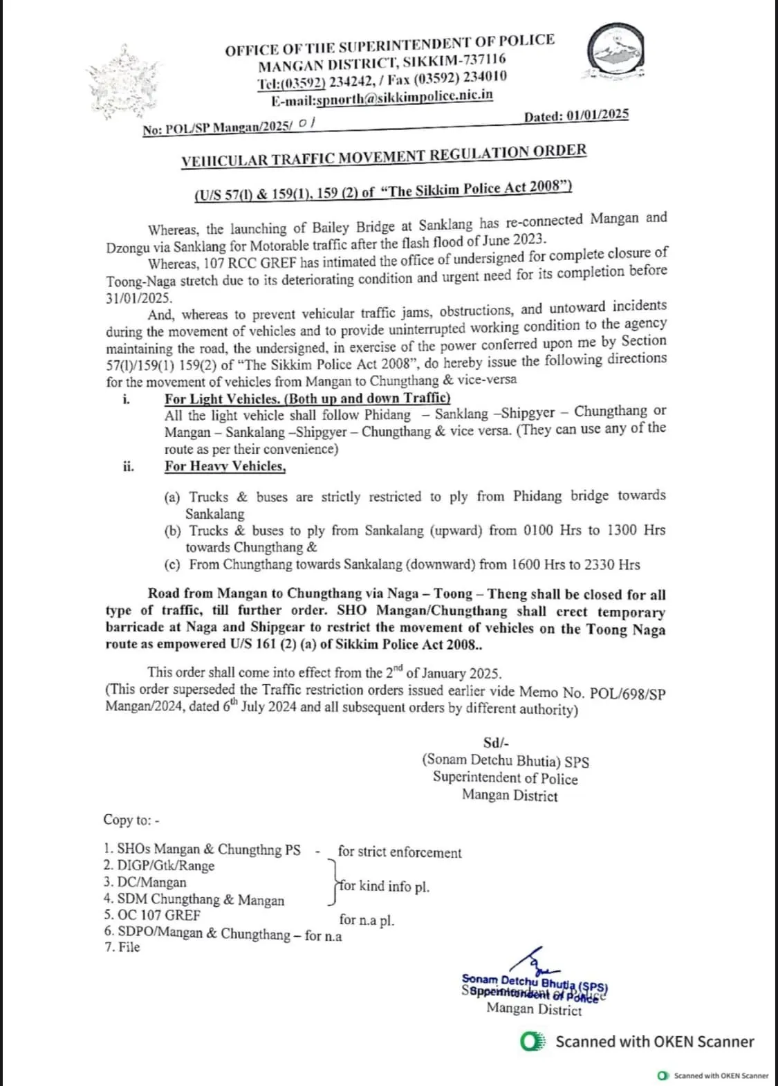 Latest Travel Notification for North Sikkim Tourist Permit